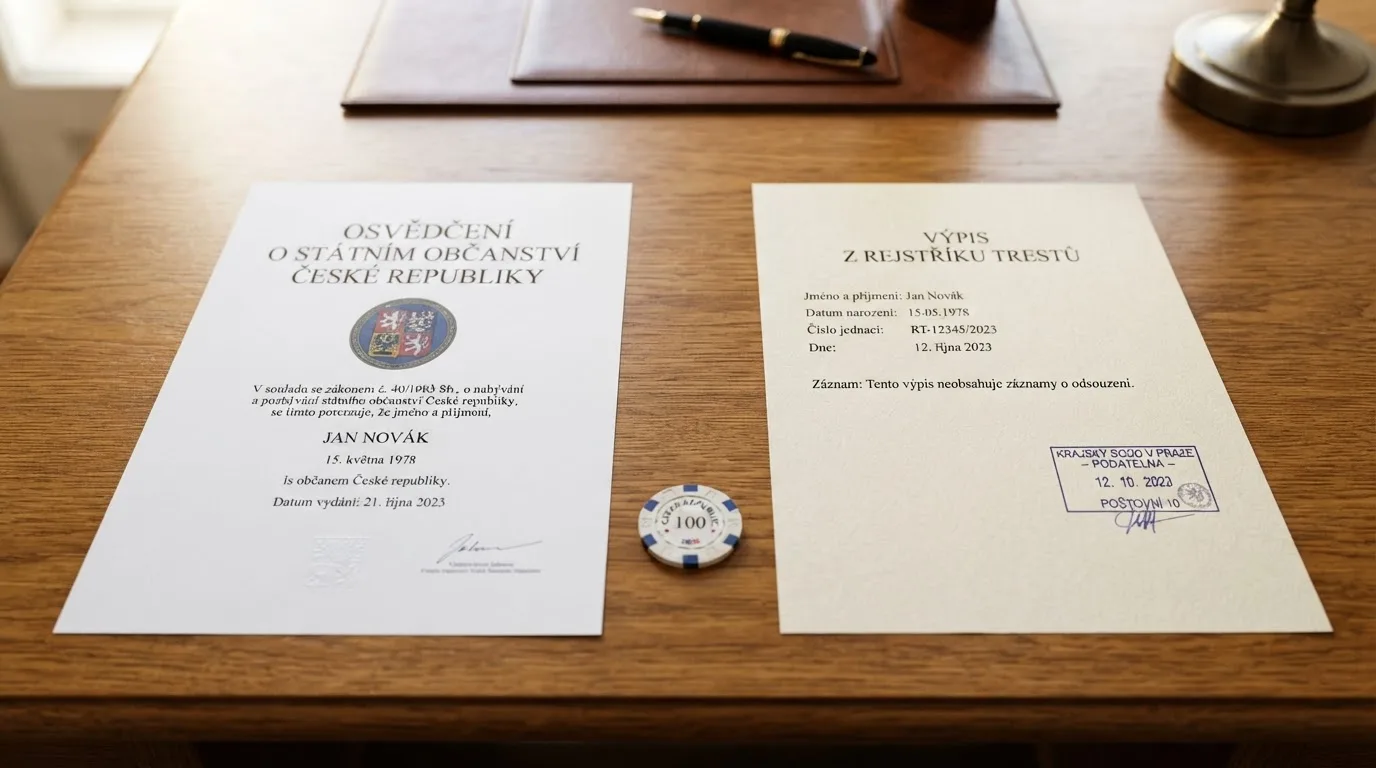 Srovnání dvou dokumentů — česká licence Ministerstva financí ČR a offshore certifikát Curaçao